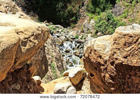 Beautiful Waterfall In Mountains
