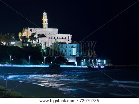 Al-barh Mosque At Night In Jaffa, Israel