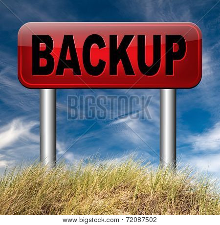 Backup data and software on copy in the cloud on a harddrive disk on a computer or server for flie security Extra storage and archive copy.
