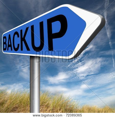 Backup data and software on copy in the cloud on a harddrive disk on a computer or server for flie security. Extra folder on external harddrive for document recovery.