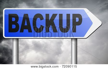 Backup data and software on copy in the cloud on a harddrive disk on a computer or server for file security