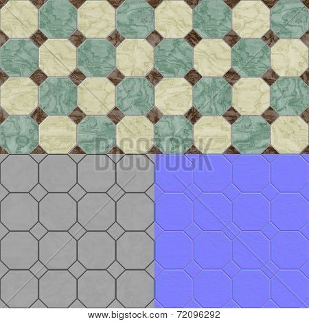 Floor Tiles Seamless Generated Texture (with Diffuse, Bump And N