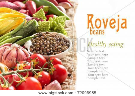 Raw Organic Roveja Beans And Vegetables