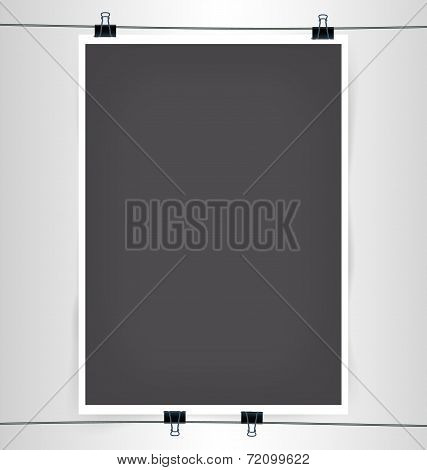 Dark Gray Paper Poster On White Wall