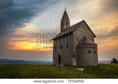 Old Roman Church At Sunset In Drazovce, Slovakia