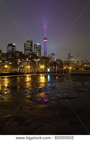 Cn Tower And Buildings In The Winter