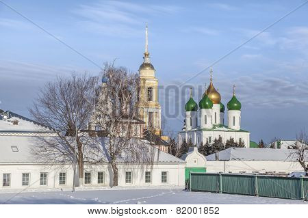 Winter landscape with churches in Kolomna