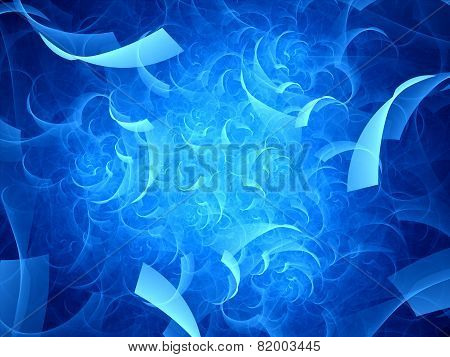 Blue Glowing Flying Rectangles In Space