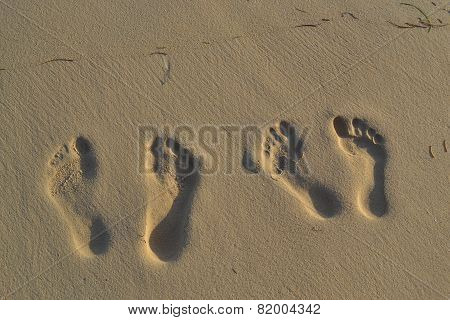 Footprints in the sand islands in the Caribbean