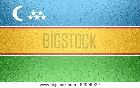 Karakalpakstan flag on metallic metal texture