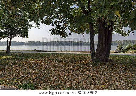 Riverside park in Ruse town along river Danube