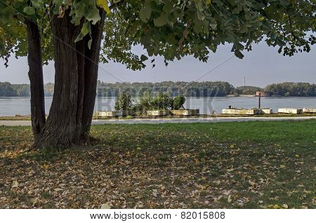 Riverside park in Ruse town along river Danube