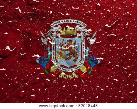 flag of Caracas with rain drops