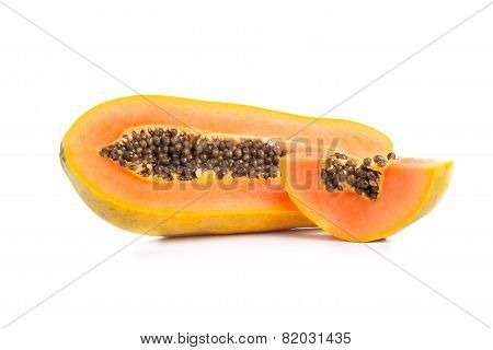 Whole Papaya Fruits On White Background