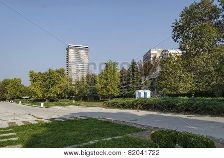 Riverside park in Ruse town along river Danube