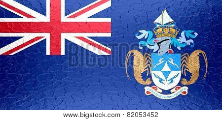 Tristan da Cunha flag on metallic metal texture