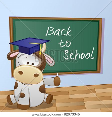 Cartoon Cow Wrote In Classroom