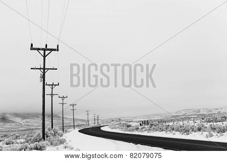 Winter Highway in the Fog