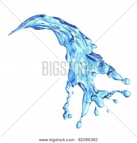 blue water splash isolated on white background