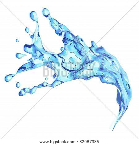 blue water splash isolated on white background