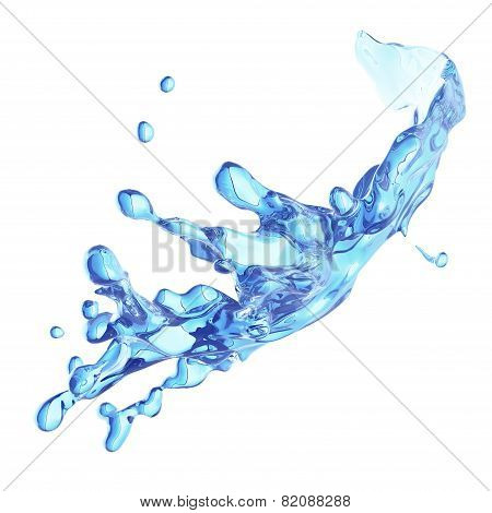 blue water splash isolated on white background