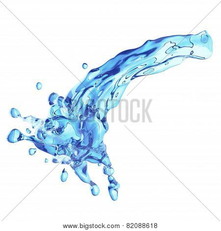 blue water splash isolated on white background