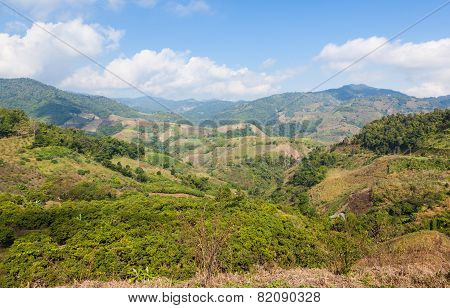 Beautiful mountain view near Mae Salong Northern Thailand.