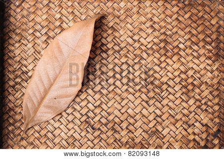 Green Leaf On Hand Work Bamboo Texture