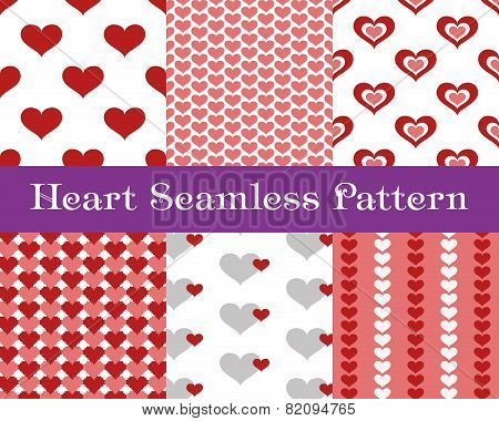 Heart  Seamless Patterns. Pink And Red Color. Endless Tiling Texture For Printing Onto Fabric And Pa