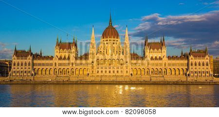 Budapest Parliament building during sunset