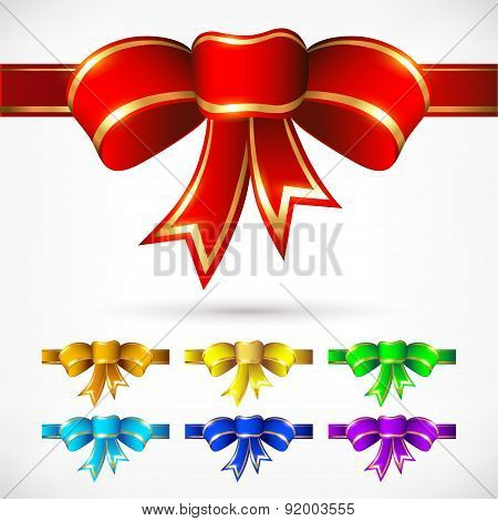 7 Colorful bows for various options.
Vector illustration