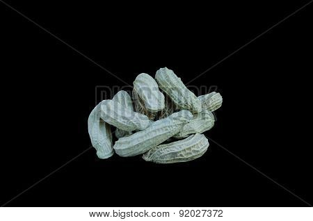 Roasted In-shell Peanuts On A Black Background  Products.