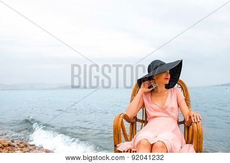 Woman resting on the beach