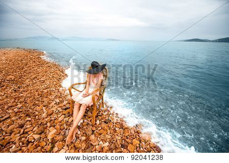 Woman resting on the beach