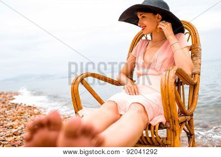 Woman resting on the beach