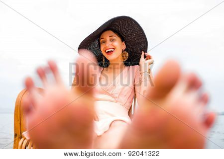 Woman resting on the beach