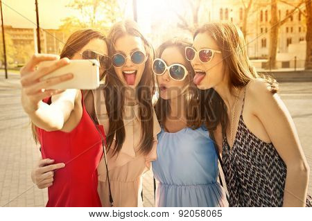 Four girls doing a selfie