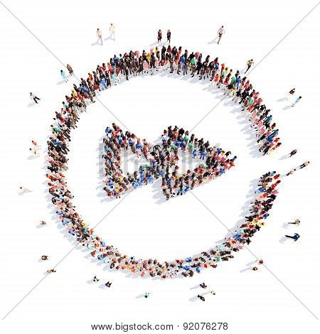 people in the shape of a button play.