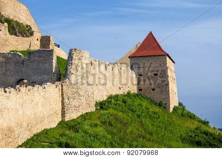 Old Medieval Fortress On Top Of The Hill, Rupea Village Located In Transylvania