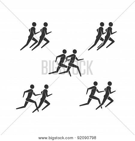 running or jogging men icons