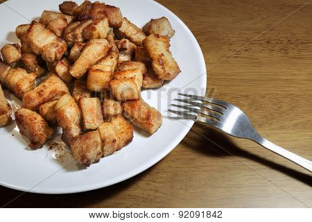 Salty fried pork cooked as Thai style