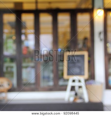 Blur Front Of Shop Glass Wood Door  Write Board