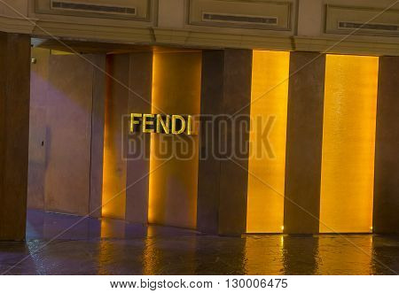 LAS VEGAS - APRIL 13 : Exterior of a Fendi store in Caesars Palace hotel in Las Vegas on April 13 2016. Fendi is a multinational luxury goods brand owned by LVMH Moet Hennessy Louis Vuitton.