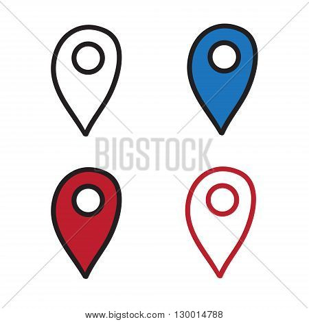 Geotag set doodle graphics vector icon hand drawn illustration black lines.