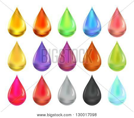 Oil drop set collection of oil drops for beauty and cosmetics or food and drink products vector illustration isolated on white background.