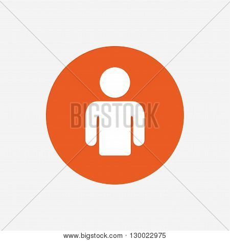 User sign icon. Person symbol. Human avatar. Orange circle button with icon. Vector