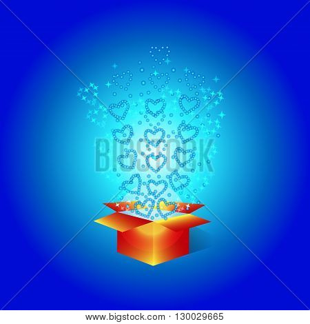 Gift box with hearts. For holidays Valentine's day ,birthday ,new year, christmas etc.