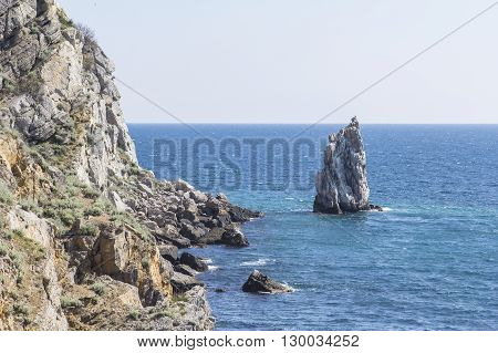 background landscape view of the rock Sail near the Swallow's Nest, Gaspra, Yalta