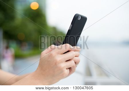 Woman hold with cellphone