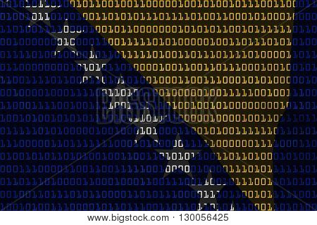 Bosnian Herzegovinian Technology Concept - Flag Of Bosnia Herzegovina In Binary Code - 3D Illustrati